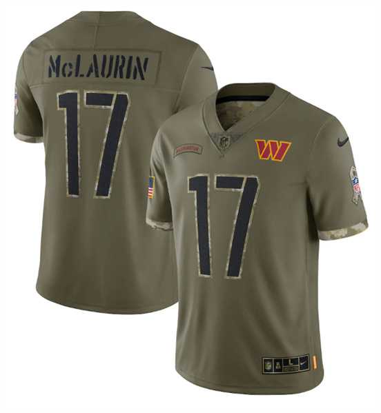 Mens Washington Commanders #17 Terry McLaurin 2022 Olive Salute To Service Limited Stitched Jersey Dyin